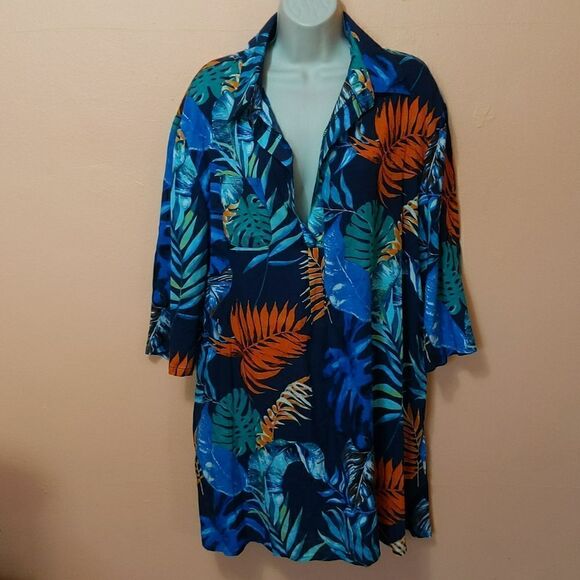 Ekouaer Bikini Cover Up Blue Floral XL Ekouaer - Picture 2 of 10